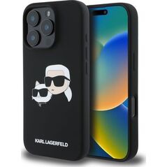 Karl Lagerfeld Liquid Silicone Double Heads MagSafe Case for iPhone 16 Pro Black