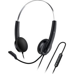 Genius HS-220U AI, słuchawki z mikrofonem, przewodowaczarna, 2.0, zamykane, USB - C