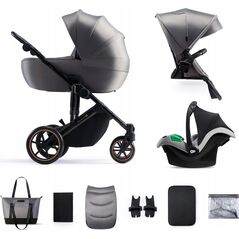 Παιδικό καρότσι KINDERKRAFT 3σε1 PRIME 2 3IN1 MINK PRO SHADOW GREY, KSPRIM02GRY300I