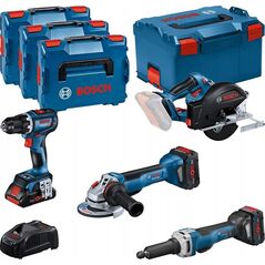 BOSCH.ΣΕΤ ΚΟΜΠΟ 18V (GSR 18V-90C +GWS 18V-15 PSC +GKM 18V-50 +GGS 18V-23 PLC) 1xPC4.0Ah 2xPC5.5Ah ...