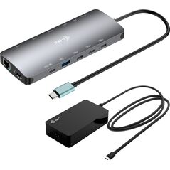 I-TEC USB-C Metal NanoDock 2xHDMI 1xUSB-C Video 1xGLAN 1xAudio/Mic 1xSD/microSD 1xUSB 3.2 3xUSB-C 3.2 Gen2 2xUSB 2.0 PD140W+charger