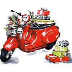 Malowanie po numerach - Świąteczny motocykl 30x30