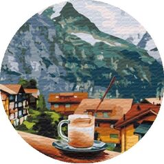 Malowanie po numerach okrągłe - Cappuccino 40cm