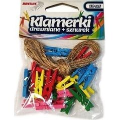 Klamerki + sznurek kolorowe 20szt EDUKAMP