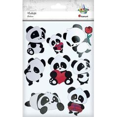 Naklejki papierowe 3D misie panda 8szt EDUKAMP