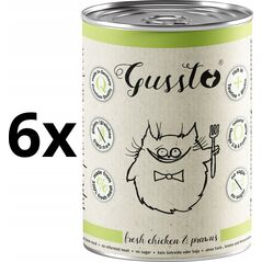 GUSSTO pusz.400g FRESH CHICKEN & PRAWNS    /6 Pokarm dla kota z KURCZAKIEM I KREWETKAMI
