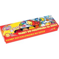 Farby do malowania na szkle 12 kol + 1 konturówka EDUKAMP