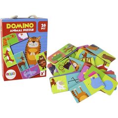 LeanToys Gra Logiczna Puzzle Dwustronne Domino Zwierzęta 10cm x 5cm 28 El.