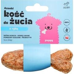 AZAN AZAN - Kość do żucia Puppy ze skórą dorsza, siemieniem lnianym, pomidorami suszonymi i probiotykiem 12cm