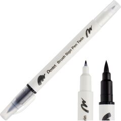 Pisak Brush Pentel Dwustronny Czarny SESW30C-T101