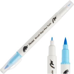 Pisak Brush Pentel Dwustronny Jasny Błękit SESW30C-T136