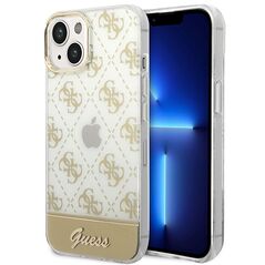 Guess GUHCP14SHG4MHG Apple iPhone 14 gold hardcase 4G Pattern Script
