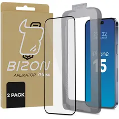 Bizon Glass Aplikator Apple iPhone 15 [2 PACK]