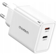 Ładowarka Choetech Ładowarka sieciowa Choetech PD6013 2x USB-C PD 65W GaN - biała