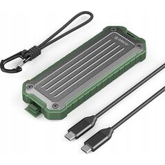 Φορητή θήκη δίσκου M.2 NVMe/SATA SSD USB-C 3.2 - γκρι-πράσινη