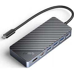 Θήκη δίσκου M.2 με HUB 8 σε 1 είσοδος: USB-C / έξοδος: 1x USB-A 3.2 + 1x 1x USB-C 3.2 + 2x USB-A 2.0 + 1x HDMI + 1x Ethernet - μαύρη