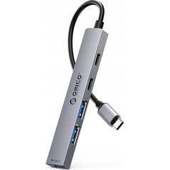 HUB 5-port input 2-in-1: USB-A/USB-C / output: 2x USB-A 2.0 + 1x USB-A 3.0 + 1x USB-C 2.0 + 1x USB-C PD65W καλώδιο 0,17M - γκρι