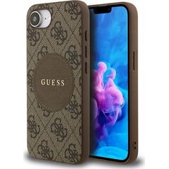 Θήκη Guess 4G Circle Classic Logo MagSafe για iPhone 16e καφέ
