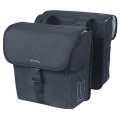 Sakwa miejska podwójna BASIL GO DOUBLE BAG 32L, Universal Bridge System, solid black (NEW 2025)