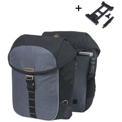 Sakwa miejska podwójna BASIL MILES TARPAULIN DOUBLE PANNIER BAG MIK 34L, MIK System (ready to go), 100% wodoodporna black slate (NEW 2025)