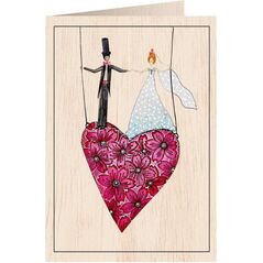 Cozywood Karnet drewniany C6 + koperta Ślub serce