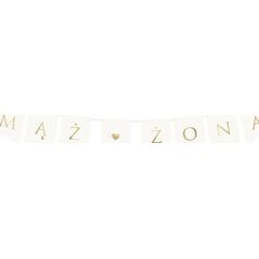 Party Deco Baner ślubny, Mąż Żona, biały, 110 cm uniwersalny