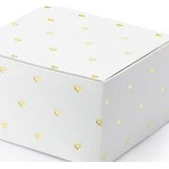 Party Deco Pudełeczko ozdobne, Serca, białe ze złotym sercem, 6x3,5x5,5 cm, 10 szt. uniwersalny