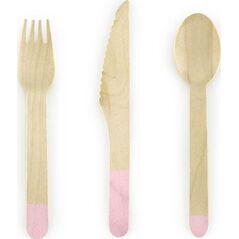 Party Deco Sztućce drewniane, jasnoróżowe, 16cm, 18 szt. uniwersalny