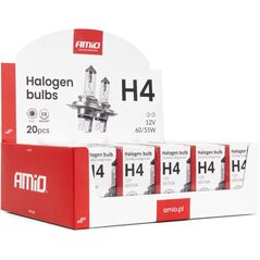 Zestaw żarówek halogenowych h4 12v 60/55w filtr uv (e8) 20szt. amio-04401