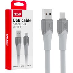Kabel do ładowania usb-a usb-c 60w 200cm fulllink transmisja danych amio-04290