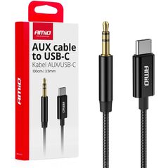 Kabel audio usb-c na aux mini jack 3.5mm 1m amio-04294