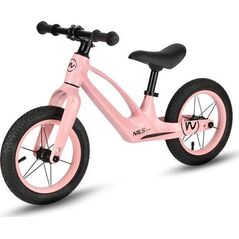 Rowerek biegowy dziecięcy Nils Fun RB901 pompowane koła led 12'' różowy 90x50x41cm