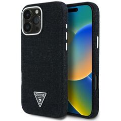 Etui Guess Denim Triangle Logo MagSafe   do iPhone 16 Pro czarny