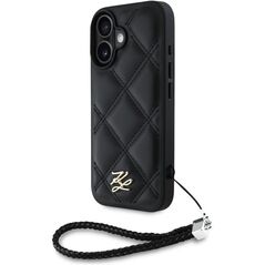 Etui Karl Lagerfeld Quilted Initial Logo & Chain Strap do iPhone 16 czarny