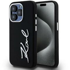 Etui Karl Lagerfeld Silicone Metal       Script Logo do iPhone 15 Pro Max czarny