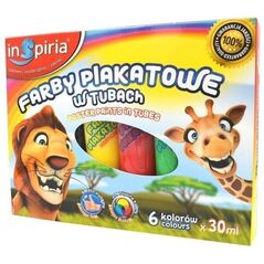 Farby plakatowe w tubach 6 kolorów 30ml EDUKAMP