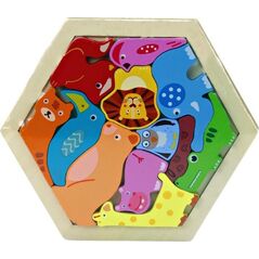 LeanToys Puzzle Układanka Zwierzątka Klocki Drewniane Kolorowe 12 ele.