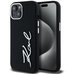 Case Karl Lagerfeld Silicone Metal Script Logo for iPhone 15 black
