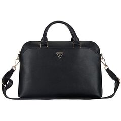 Bag Guess Grained Zipper Pocket Triangle Logo 15" black