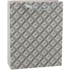 Torba Prezentowa Efekt Geometrii 3D Szara 32 x 26 x 10,5 cm