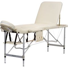 Bodyfit Łóżko aluminiowe do masażu 3 segmentowe beżowe