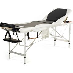Bodyfit Łóżko do masażu 3 segmentowe aluminiowe czarno-białe (1038)
