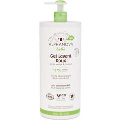 Alphanova Bebe Bio, Απαλό τζελ καθαρισμού για βρέφη 2 σε 1, 1000 ml