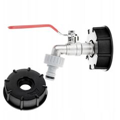 Σετ – IBC καπάκι S60x6 + βρύση 1/2" με έξοδο για GZ 3/4" + νίπελ για ταχυσύνδεσμο – mauser (40)
