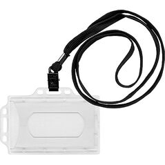 Identyfikator Donau 56x90mm PCV 2 uchwyty z taśmą czarną -