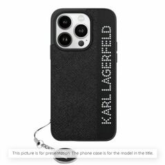 Θήκη Karl Lagerfeld Saffiano Crystals με αλυσίδα για iPhone 16 μαύρο