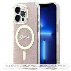 Θήκη Guess IML Metal Glitter 4G Circle Triangle MagSafe για iPhone 16 μαύρο