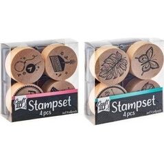 Drewniany zestaw stempli 4szt mix
