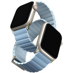 UNIQ pasek Revix Premium Apple WatchSeries 1/2/3/4/5/6/7/8/9/SE/SE2 38/40/41mm Edition Reversible Magnetic Leather biało-niebieski/arctic-soft blue