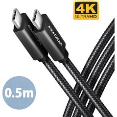 Καλώδιο AXAGON BUCM32-CM05AB, SPEED+ USB-C σε USB-C, 0.5m, USB 20Gbps, PD 100W 5A, 4K HD, ALU, πλέξη, μαύρο